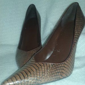 Brown Snake skin pumps Bakers size 8m